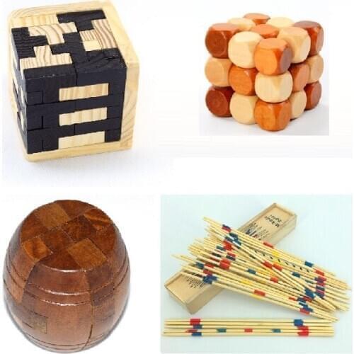 3D handmade vintage Ming Lock Luban lock wooden toys for adults puzzle children Birthday gift 4 pcs/set