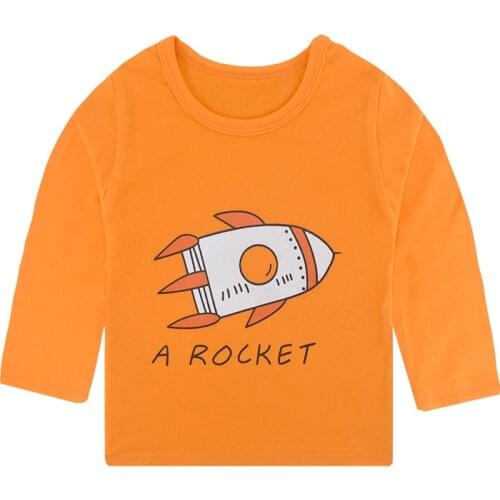 ZWY1169 Spring Autumn For 2-7 Years Children Cotton Striped Color Patchwork Cartoon Animal Baby Kids Boys Long Sleeve T-Shirts