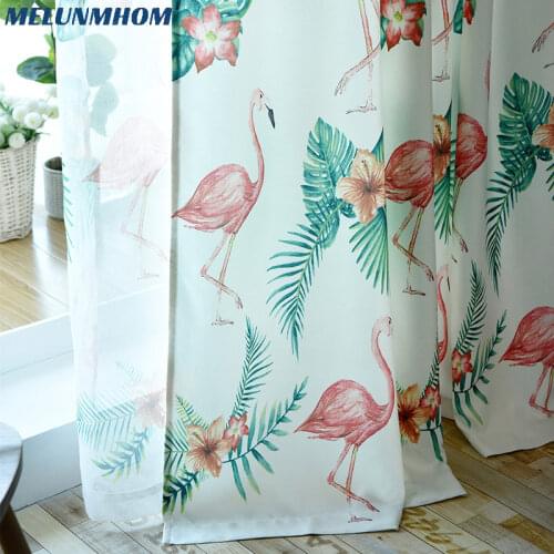 Nordic Personality Printed Cotton Bird Curtains for Living Room Window Treatments Children Curtains for Bedroom Door Decoration