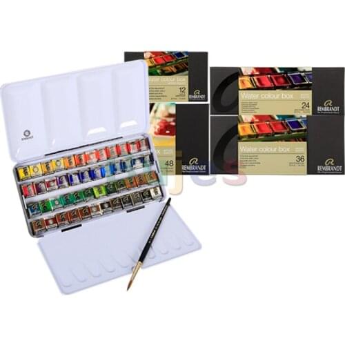 Holland Rembrandt Master-class Portable Solid Watercolor Paint 24 36 48 Color Art Set, Premium Artist Quality Pigment