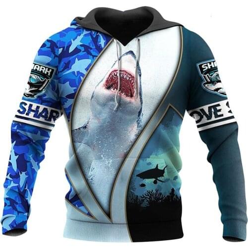 Love shark 3D all print art zipper shirt casual shirt fashion street hip hop Hoodie