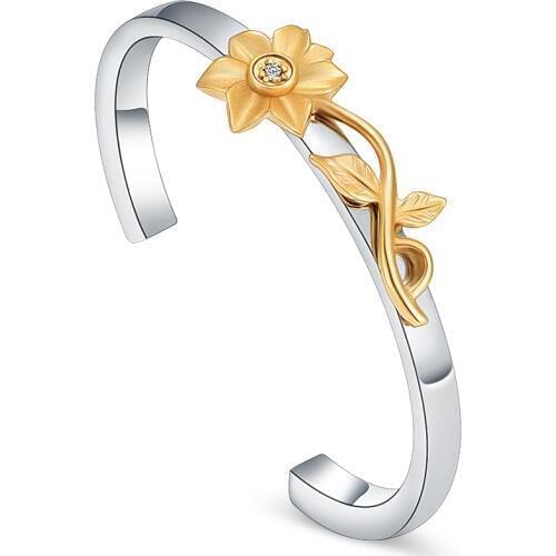 IJB5118 Stainless Steel Engravable Cremation For Ashes Urn Bangle Blank with Sunflower Memorial Bracelet