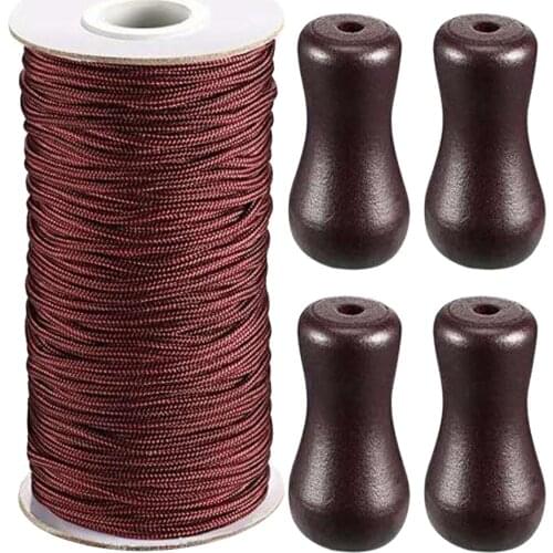 Brown Braided Lift Shade Cord Wood Pendant for Aluminum Blind Shade Gardening Plant