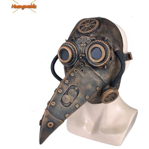 Mechanical Plague Doctor Mask Latex Steam Punks Halloween Cosplay Beak Masks Accessories Retro Industrial Prop Carnival