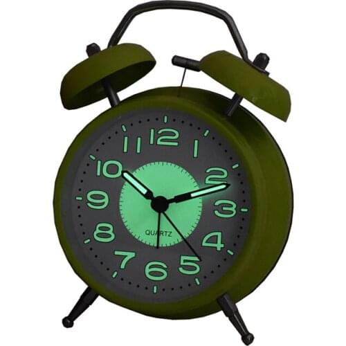 Metal Night Light Alarm Clock Bedroom Simple Black Retro Small Alarm Clock Stylish LUMINOVA Desk Clock Needle Bestselling 2020