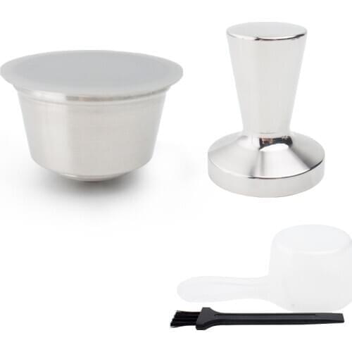 For Dolce Gusto Refillable Crema Coffee Capsules Filter Cup Dripper Metal Stainless Steel Reusable Coffee Filter Coffee Tamper