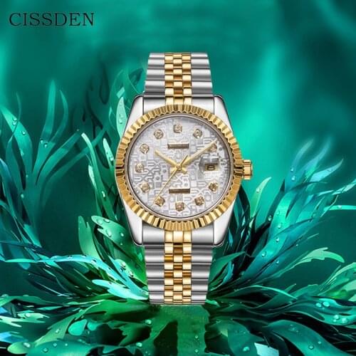 CISSDEN 2020 Men Automatic Watch Sapphire Luxury Mechanical Wristwatch Stainless Steel 100M Waterproof Men New Mekaniska klockor