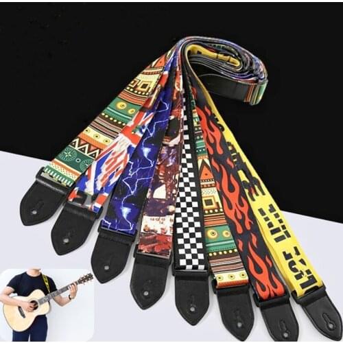 Nylon Adjustable Guitar Belt Straps for Acoustic Electric Guitar and Bass Colorful Printing Guitar Strap Guitar Part Accessories