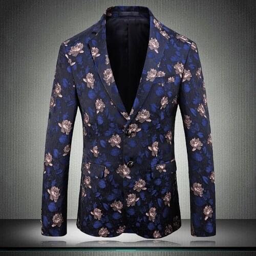 New Men Blazer Luxury Single Breasted Jacquard Flower Blazer Men Plus Size 5xl Blazer Masculino Slim Party Wedding Male Blazer
