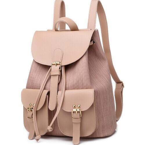 New Backpack Womens Bag PU Leather College Wind Backpack Sling Bag Large Capacity Travel Bag Bookbag