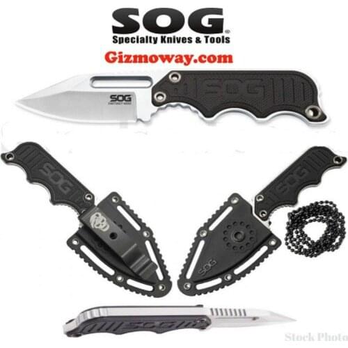 SOG EDC Fixed Blade Knife Mini 1.9 Inch Full Tang Belt Knife Boot Tactical Knife Sheath Neck Chain Portable Knives Self Defense