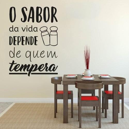 O Sabor Da Vida Depende De Quem Tempera Portuguese Quotes Vinyl Wall Decals For Livingroom Bedroom Decor Stickers Mural RU2273
