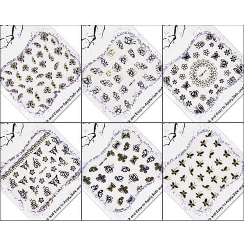 Wholesale 200sheets black 3D butterfly Water Transfer Nails Art Sticker decals lady women manicure tools Nail Wraps Decal