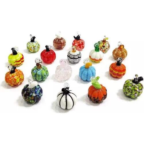 6Pcs Hanging Mini Glass Pumpkin Craft Ornaments Cute Exquisite Gifts Festival Party Home Garden Decor Pendant Charms Accessories