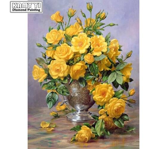 Full Square/Round Drill 5D DIY Diamond Painting Yellow roses 3D Embroidery Cross Stitch Mosaic Rhinestone Decor HYY
