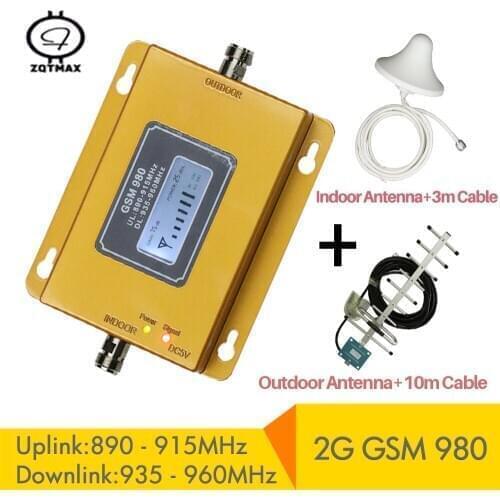 ZQTMAX 75dbi signal repeater gsm 900 2G mobile phone signal amplifier with Yagi antenna and cable