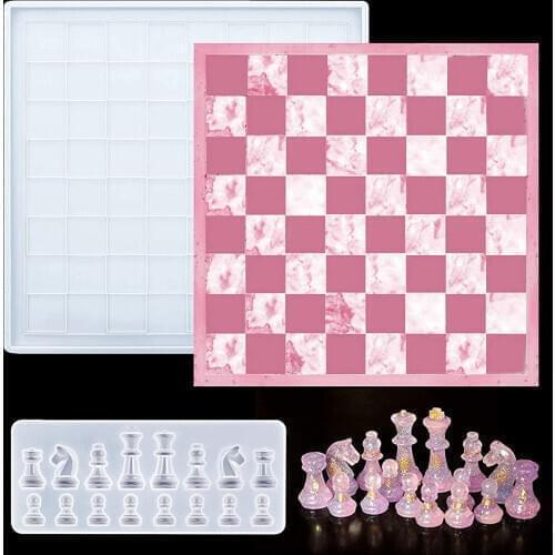 DIY Epoxy Resin Crystal Chessboard Chess Pieces Chess Silicone Mold Kit For Resin Craft Resin Jewelry Making Jewelry Tools Game