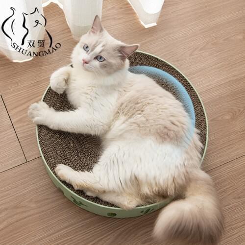 SHUANGMAO Round Type Cat Catnip Scratch Board Nail Scraper Mat Bed Toy Cats Scratcher Corrugated Paper Pet Kitten Pad Claw Care
