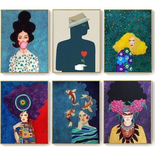 Nordic Colorful Canvas Abstract Fgure Painting Modern Style Poster Print Wall Art Picture For Living Room Decor Pictures