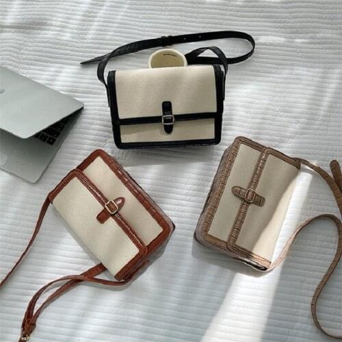 Contrast color adjusted strap shoulder messenger bag stereotyped canvas flap envelope bag crocodile pattern stitching handbag