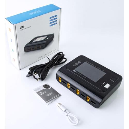 ToolkitRC M4Q Smart Balance Charger 4x50w 5A 1-4S XT30/60 4 Ports 32 Bit ARM IPS Bright Clear Wide Angle Display