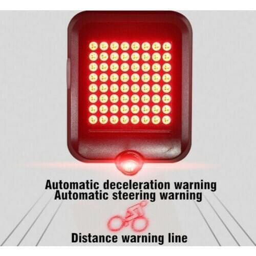 64 LED Automatic Direction Indicator Bicycle Rear Taillight USB Rechargeable MTB Bike Safety Warning Turn Signal Light Cycling