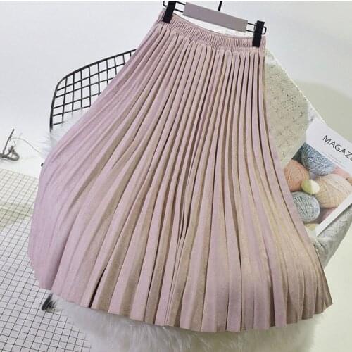 Saias Midi Faldas Vintage Women Midi Skirt 2021 Two Layer Spring Women Suede Skirt Long Pleated Skirts Top Brand Womens