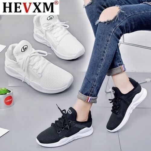 HEVXM 2020 Womens Lace-up Breathable Sneakers Fashion Casual Solid Sport Running Shoes Wear-resistant Lightweight Shoes