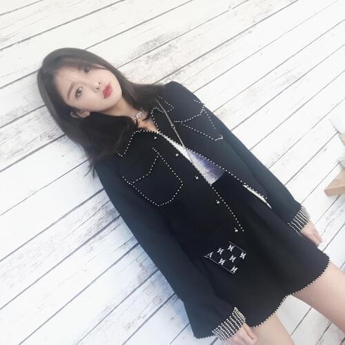 Set women short paragraph casual jacket skirt two-piece 2019 spring and autumn new temperament solid color wild womens clothes