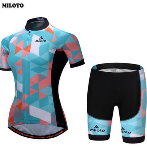 MILOTO Team Women Summer Bike Clothing Set Ropa Ciclismo Cycling Jersey +Padded Cycling (Bib) Shorts Suit S-4XL
