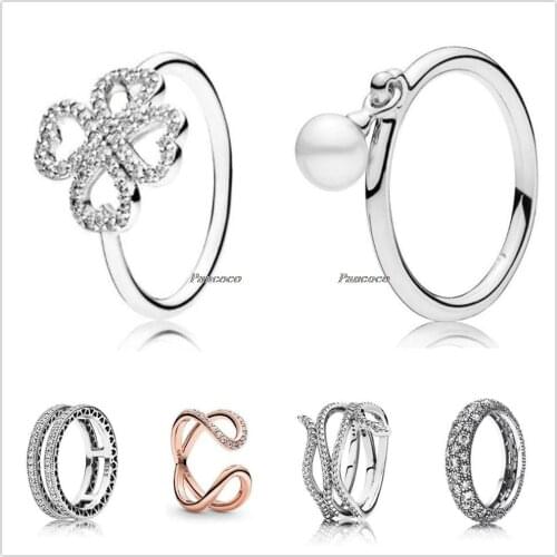 Authentic 925 Sterling Silver Rose Wrapped Open Infinity Eternal Love Ring For Women Wedding Party Gift Europe Fashion Jewelry