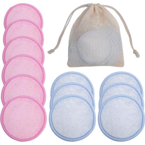 12pcs/Bag Washable Rounds Cleansing Facial Cotton Make Up Removal Pads Tool Reusable Cotton Makeup Remover Pads