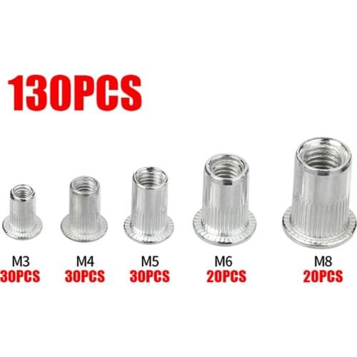 130PCS M3/M4/M5/M6/M8 Aluminium Threaded Rivet Nut furniture screw assortment bolt assortment