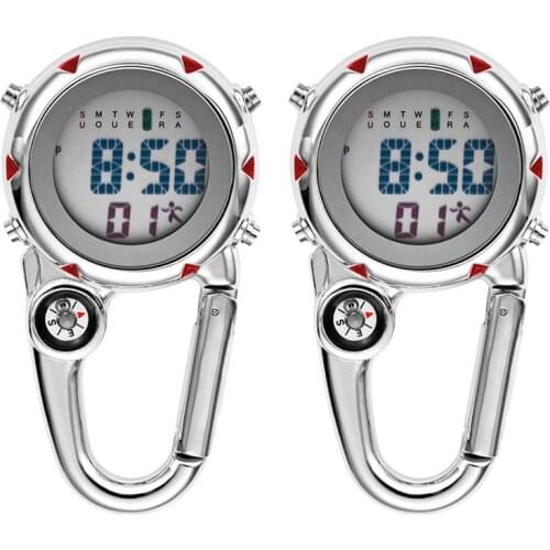 2Pcs Waterproof Durable Backpack Watch Clip On Watch Carabiner Watch Hanging Watch