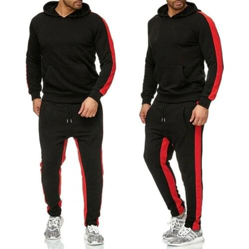 2021 Men Casual tracksuit 2 piece set Fashion Autumn Winter pullover Hoodie Sweatshirt+Pant suits Male Patchwork Hoodies 5XL