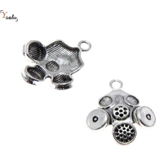 5pieces/lot Silver Plated 3D Biohazard Charm Biochemical Mask Alloy Pendant Necklace Bracelet DIY Metal Jewelry 32.7x27.6x7.4mm