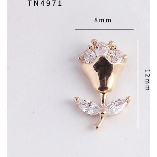 5pcs/lot TN4971 Rose Flower Alloy Zircon Nail Art Crystals nail jewelry Rhinestone nails accessories supplies decorations charms