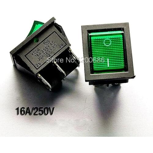 Large ship switch KCD2 KCD4 202 green 6 feet 2 files with lights 16A / 250V