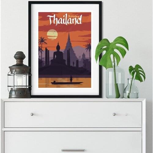 Buddha Bangkok Painting Modern Sofa Background Wall Decorative Picture Canvas Poster For Living Room Dining Room Wall Art Decor