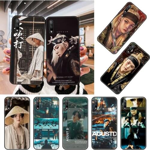 Phone Case For Huawei Honor 9X 9 9A 10 20 8X 8A 8S 7X 7A i 6A Pro Play Lite Black Cover Bumper Tpu Waterproof Agust D Suga