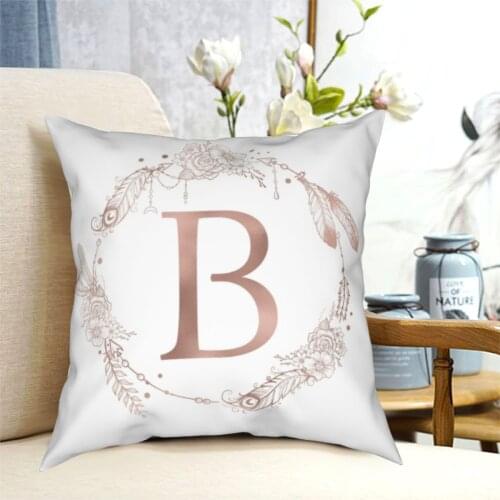 Letter B Rose Gold Alphabet Pillowcase Soft Polyester Cushion Cover Decorations Pillow Case Cover Sofa Zipper 40*40cm