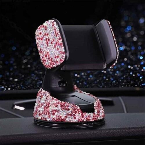Phone Holder Crystal Diamond Ornament Car Air Vent Mount Studded Suction Cup Mobile Phone Holder Stand tissue box Non-slip mat