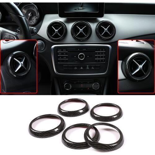 For Mercedes benz CLA GLA A Class A180 W176 C117 GLA200 Accessories Carbon Fiber ABS Car Air Conditioning Vent Ring Trim 5 Pcs