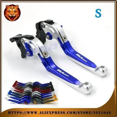 For SUZUKI SV650 SV650S 1999-2009 2008 2007 2006 05 BLUE Adjustable Folding Extendable Brake Clutch Lever Motorcycle with logo