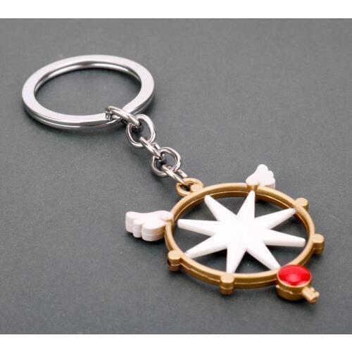 Dongsheng Anime Cardcaptor Sakura Keychain Star Wings Card Captor Sakura Key Cover Kawaii Keychains Metal Key Cap Covers -50
