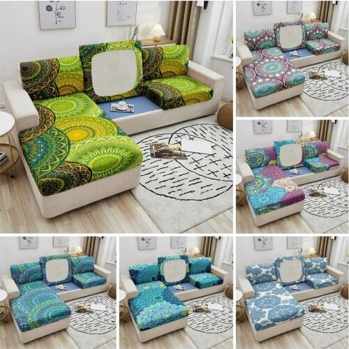 Bohemian Elastic Sofa Seat Cushion Cover Datura Fabric Seat Cushion Cover For Living Room Chaise Longue Slipcover 1-4 Seater