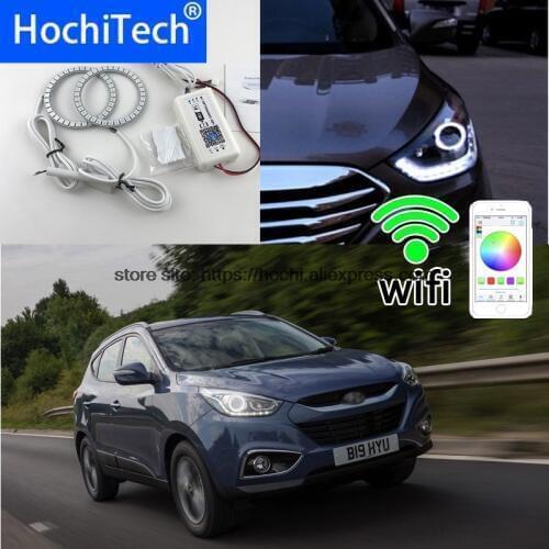 HochiTech Excellent RGB Multi-Color halo rings kit car styling for Hyundai ix35 2010-2012 angel eyes wifi remote control