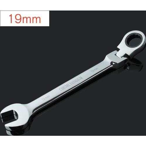 HOEN 1pc 19mm Nut Tool Ratchet Wrench Combination Spanners Set Bike Torque Open End Flexible Head Wrench Hand Repair Tool