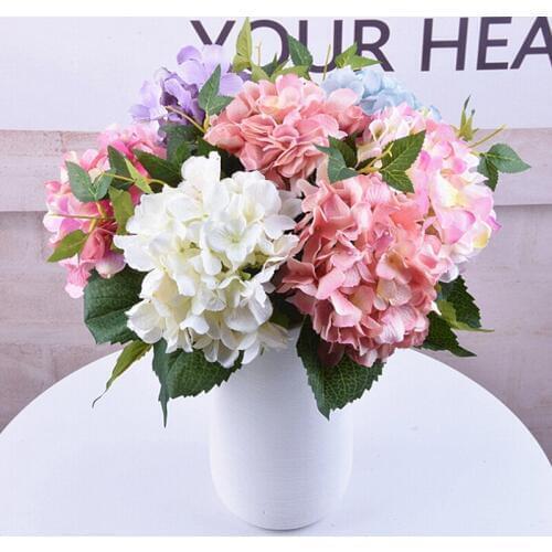 Artificial Hydrangea Flower Silk Cloth Plastic Peony Bouquet Wedding Supplies DIY Home Decoration For Birthday Party Wedding