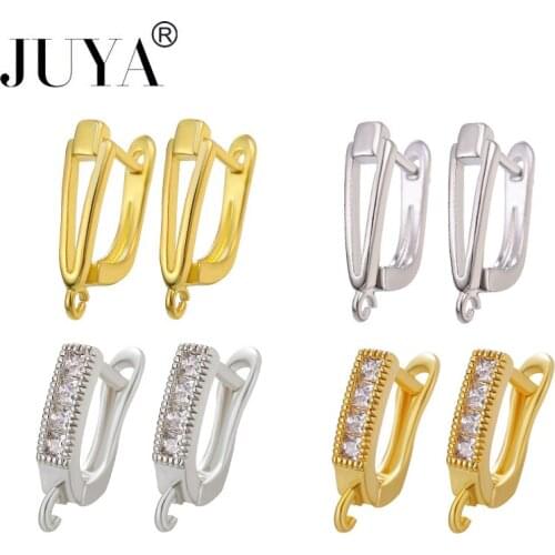 JUYA 2021 New Copper Earrings Hooks For Jewelry Making Real Gold Plating Earring Clasps Settings Handmade Jewelry Accessories